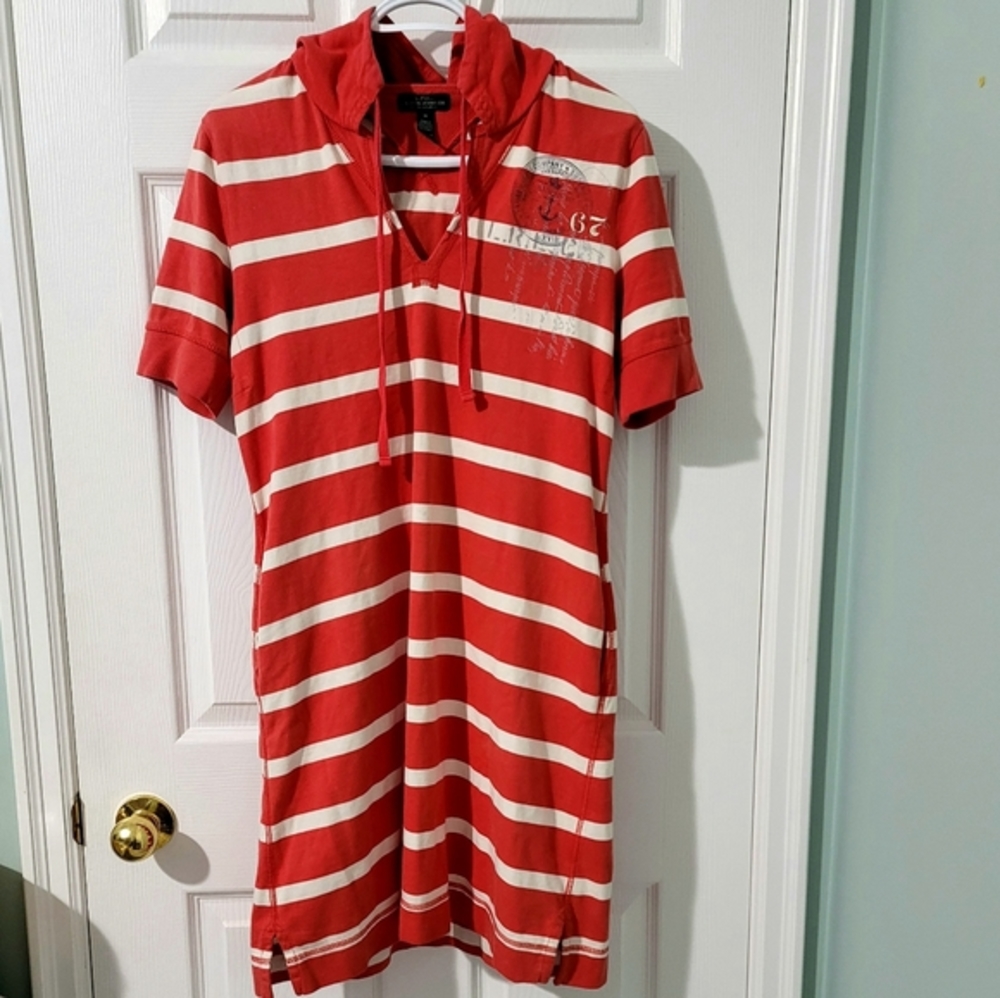 Lauren Jeans Co Ralph Lauren Hooded Striped Nautical Dress Size M